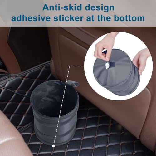 Image of Car Trash Can, 2 Packs Mini Car Garbage Can, Collapsible Trash Bin | Pop-Up Trash Can for Car Front Back Seat, Portable Car Trash Bag Hanging for Vehicle SUV Rv Truck Accessories Interior, Grey
