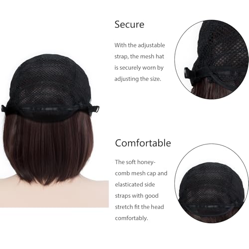 Image of Rose bud Natural Brown Wig Bob Straight 12 Inch Short Hair Cosplay Wigs for Women Costume Party Halloween