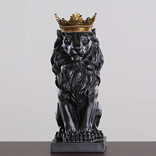 Statue de lion couronne blanche pour décoration de salon et bureau
