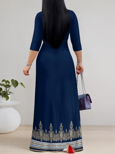 Image of Women's 3 /4 Sleeve Maxi Dress with Pockets