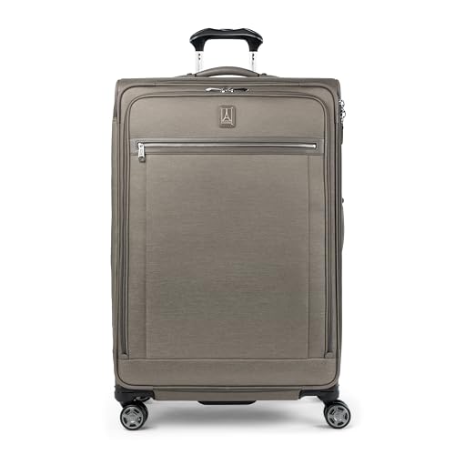Image of Travelpro Platinum Elite Softside Expandable Checked Luggage, 8 Wheel Spinner Large Suitcase, TSA Lock, Men and Women, Metallic Sand, Checked Large 29-Inch