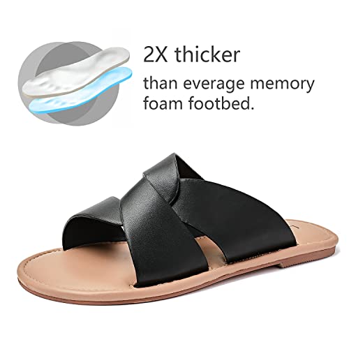 Luoika Women's Wide Width Flat Slides Sandals, Strapy Slide Sandal Slip on Dressy Summer Shoes for Women.3
