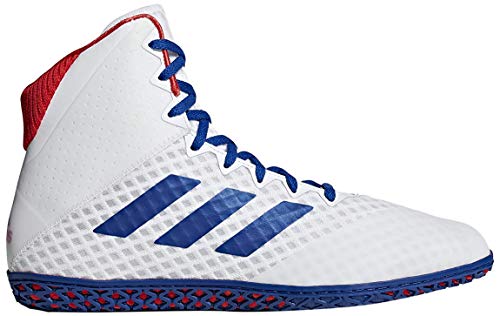 adidas Men's Mat Wizard 4 Wrestling Shoe, White/Royal/Red, 10.5