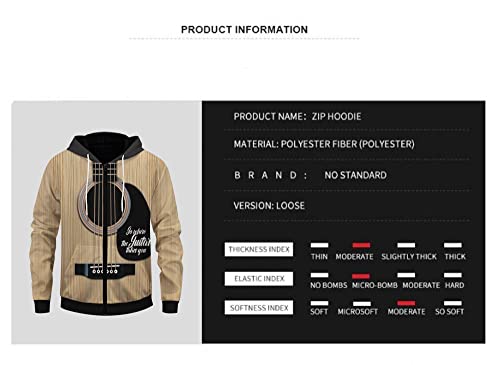 Hoodies for Men Zip Up,Anime Guitar Zip Hoodie Sweatshirt Hooded Jackets All-Match Coat Oversized Fashion4