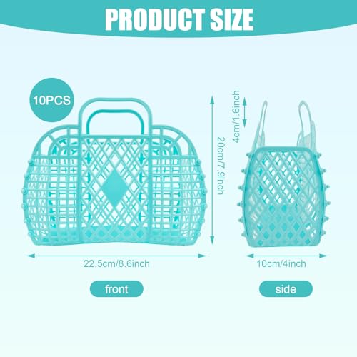 10 PCS Jelly Purse Jelly Basket Beach Bags, Reusable Plastic Jelly Beach Bag Beach Tote Gift Basket2
