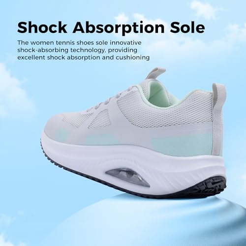 Womens Walking Shoes Orthotic Plantar Fasciitis Tennis Athletic Sneakers with Arch Support for Foot Pain Relief All Day Standing GrayGreen US 94