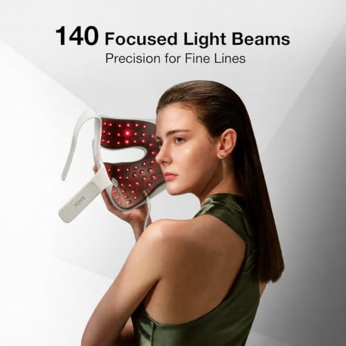 Image of JOVS Red Light Therapy Mask for Face, LED Light Therapy Mask with 4D Laser | JOVS Mask with FPT Narrow-Beam Technology, 6x More Powerful than LED, 660 /850 /940 /1064nm for Precision Anti-Wrinkle,White