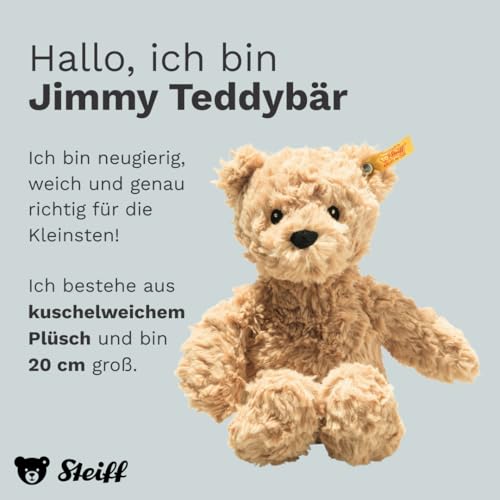 Steiff Kuscheltier Jimmy Teddybär, Süßes Stofftier, Jungen, Mädchen & Babys ab 0 Monaten, Friends, Plüschtier 20 cm, Hellbraun, 242274