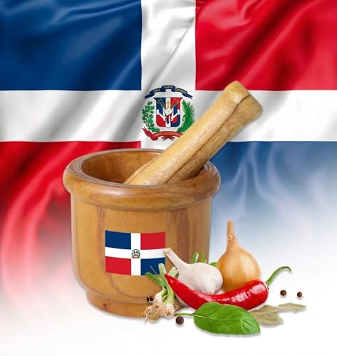 Dominican Pilon – Traditional Wooden Mortar and Pestle – Authentic Kitchen Tool for Mofongo, Mangu, Garlic and Dominican Republic Caribbean Dominicano Cooking