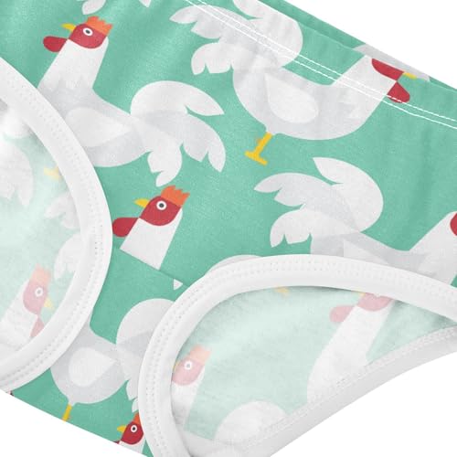 Wusikd White Chicken Girls' Underwear Cotton Green Girls Briefs Soft Toddler Underwear 4T4
