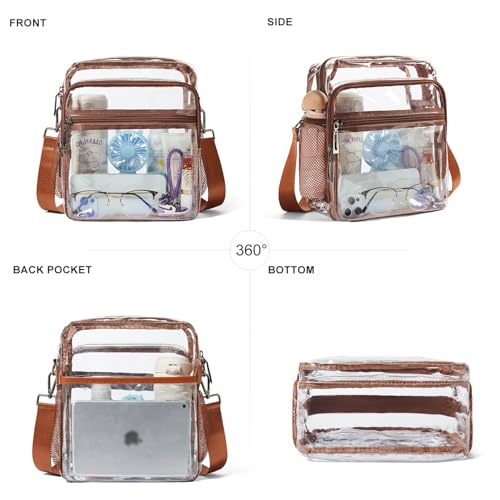 Image of LATMAP Clear Bag for Stadium Events 12x6x12 Clear Purse with 3-Zipper Pockets Crossbody Handbag Tote for Concerts Sports