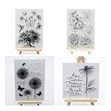 Welcome to Joyful Home 4 Different Floral Tree Rubber Clear Stamp for Card Making Decoration and Scr
