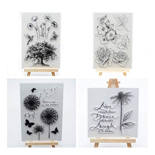 Welcome To Joyful Home 4 Different Floral Tree Rubber Clear Stamp For Card Making Decoration And Scrapbooking #TOP15