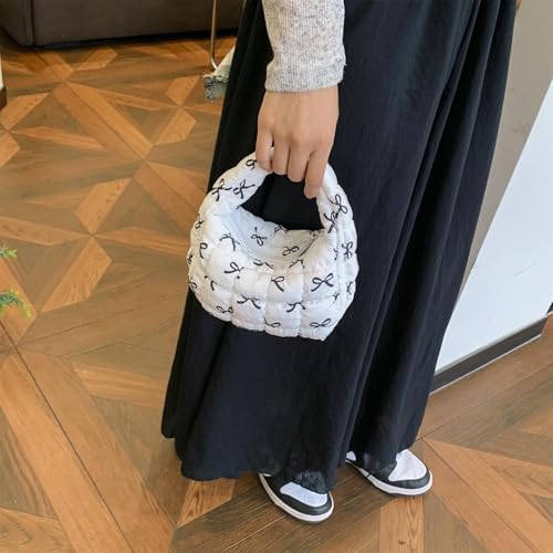 Image of Quilted MINI Handbag and Purses Women Puffer Nylon Hobo Cotton Padded Purse Work Travel Lightweight
