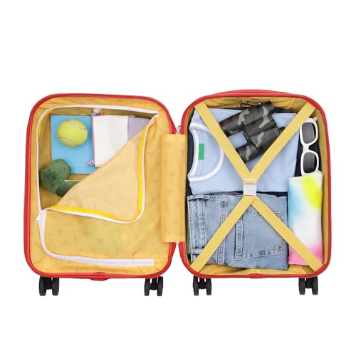 Image of YAYAVAR Superman Kids Trolley Suitcase - 45L | Hard-Sided Printed Cabin Luggage with 8 Wheels, Scratch Resistant, Lightweight Travel Bag (50cm)
