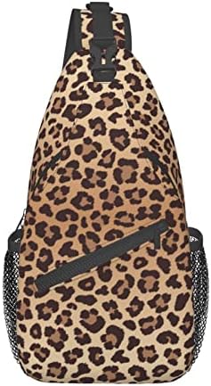 Leopard Print Sling Bag for Women Men Crossbody Shoulder Backpack Brown Leopard Seamless Pattern Imitation of Wildlife Animal Skin Chest Bags Cute Cheetah Print Gym Bag Travel Hiking Casual Daypack