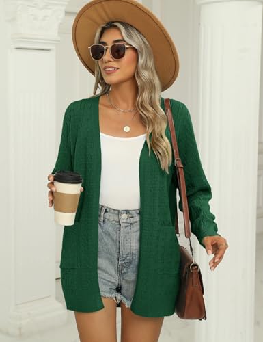 Image of LOMON Womens Cardigan Sweaters Fall Outfits 2024 Casual Lightweight Long Sleeve Cable Knit Crochet Cardigans with Pockets