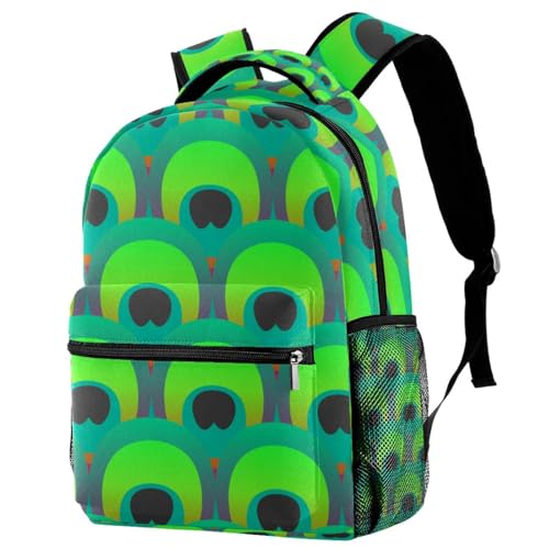 Sac à dos d'école pour adolescentes et filles grand volume imprimé paon vert