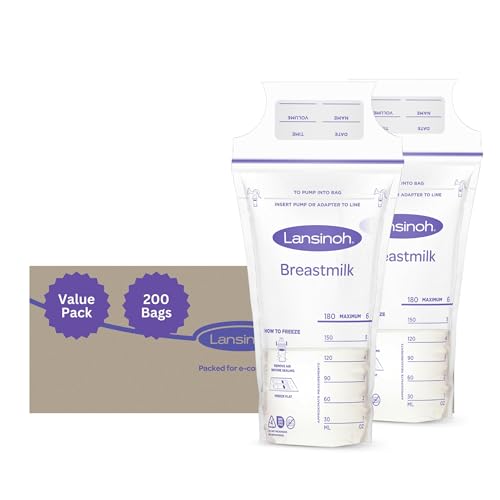 Image of Lansinoh Breastmilk Storage Bags, 200 Count Value Pack, Easy to Use Milk Storage Bags for Breastfeeding, Presterilized, Hygienically Doubled-Sealed, for Refrigeration and Freezing, 6 Ounce