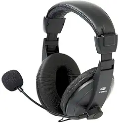 Headset C3Tech PH-60BK Voice ComFort Preto - Com Microfone Integrado Controlador de Volume no Cabo Conexão P2 Microfone com Haste Flexível Impedância de 32Ohms Áudio Stereo, Médio