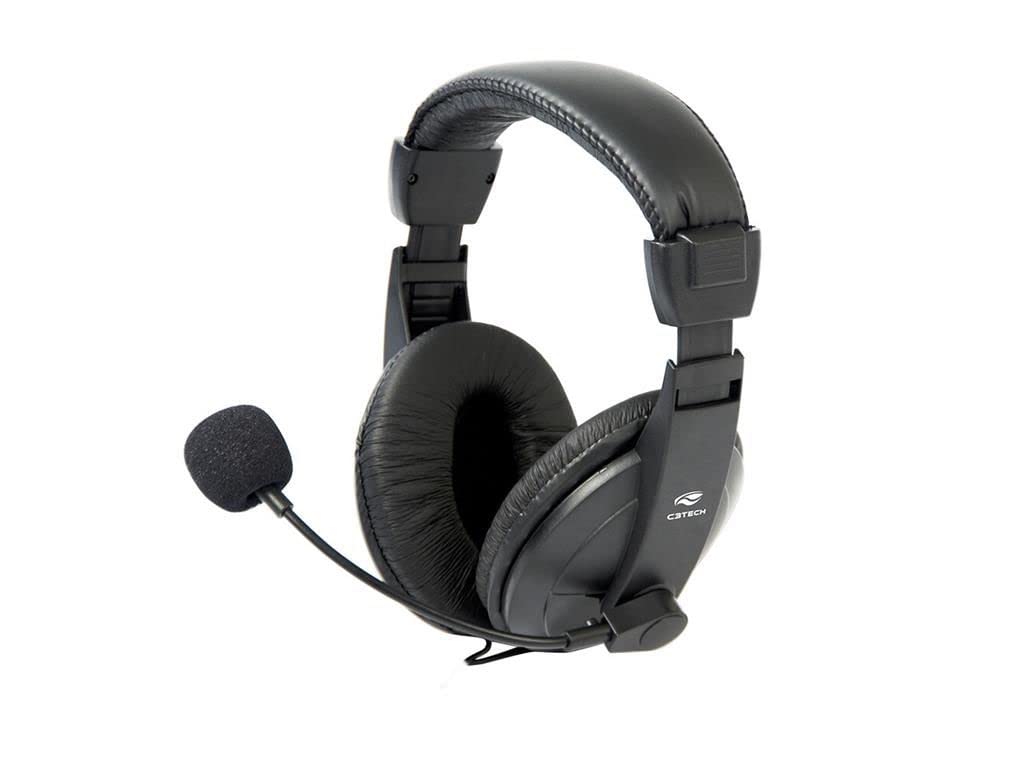 Headset C3Tech PH-60BK Voice ComFort Preto - Com Microfone Integrado Controlador de