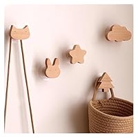 SAPIIKEF 1pcs Animal Wooden Hooks Cute Room Decor Hook Wall Keychain Coat Hook Home Door Wood Hook Hanger Kitchen Accessories Gadget(Strawberry Tree)