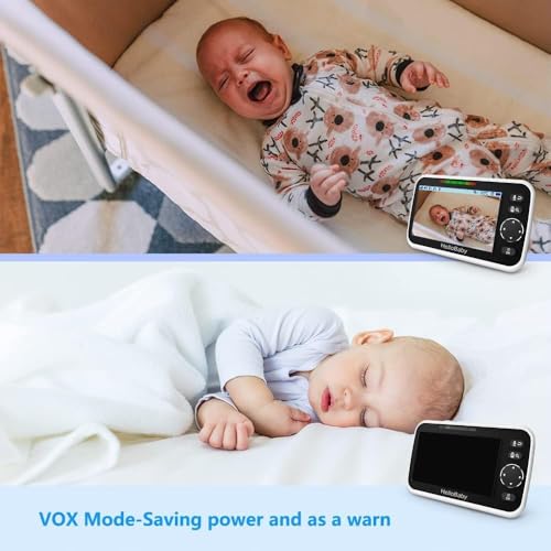 Image of HelloBaby HB6550-2 5 inch Dual Camera Baby Monitor No WiFi, Pan Tilt Zoom | Hack-Proof FHSS, 30H Battery, 1000ft Range, Easy Setup Travel-Portable, Night Vision, 2 Way Audio, VOX