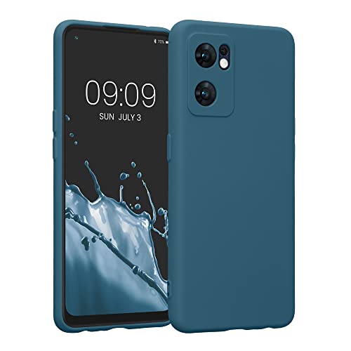 kwmobile Custodia Compatibile con Oppo Find X5 Lite Cover - Back Case per Smartphone in Silicone TPU - Protezione Gommata - petrolio matt