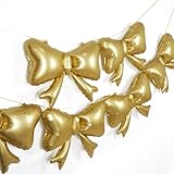6 Pieces Bow Balloons, Gold Matte Metallic Foil Bowtie Balloon for Women Men Girls Boys Bow Happy Birthday Party, Wedding Bridal Shower, Baby Shower, Balloon Garland Accessories