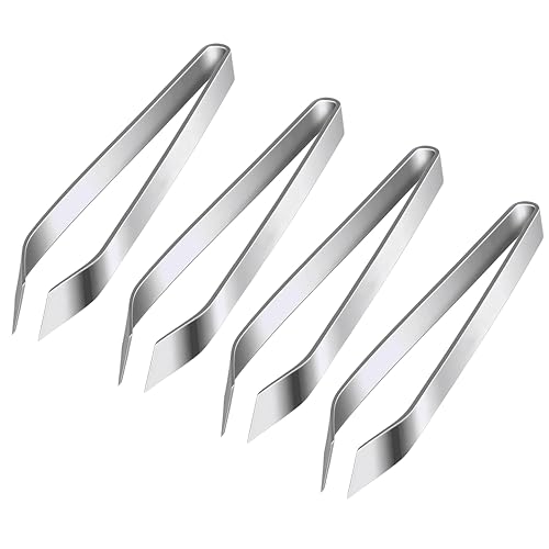 Pinzas para espigas de acero inoxidable de 12 cm, juego de pinzas de espiga y pinzas de espiga, pinzas de cocina, pinzas de precisión, pinzas de cocina para pescado, aves, compatibles con pinzas de