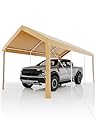 Garvee 10x20 Heavy Duty Carport, Galvanized Steel Outdoor Car Canopy with UV-Resistant & Water-Resistant PE Cover, Portable Garage for SUV, Truck, Boat, Yellow