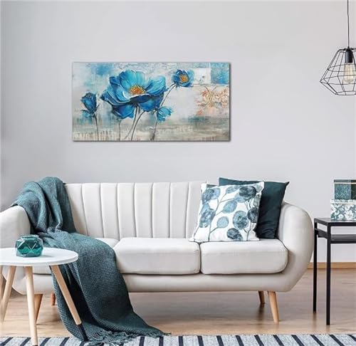 Diamond Painting Salon - Rompez l'Ennui avec notre Kit Broderie Diamant Fleurs Bleues 70x140cm