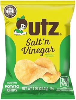 Utz Salt & Vinegar 1 oz. Bags, 42 Count Crispy Fresh Potato Chips, Crunchy Individual Snacks to Go, Cholesterol, Trans-Fat & Gluten Free