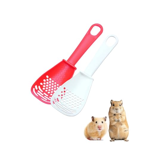 FiboPawer 2 Pack Hamster Sand Bath Scoop - Plastic Litter Scooper for Chinchilla, Gerbil, Bearded Dragon, Reptile, Sifter Shovel for Small Animal Cage Cleaning, Hamsters Cage Accessories