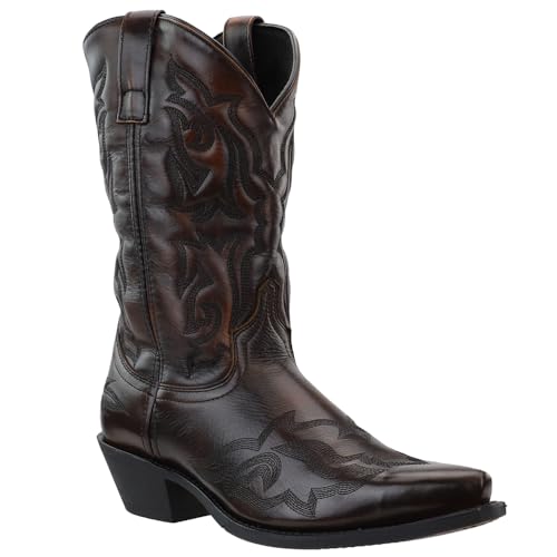 Image of Laredo Mens Hawk Embroidered Snip Toe Pull On Casual Boots Mid Calf - Black