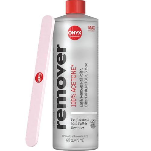 Onyx Professional 100% Pure Acetone Nail Polish Remover Kit with 7 inch Nail File, 16 fl oz - Made...