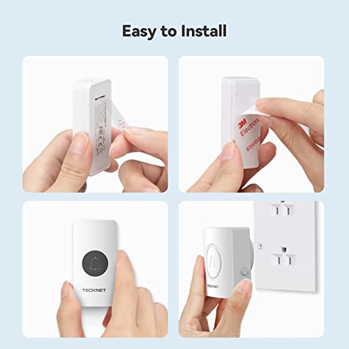 Tecknet Wireless Doorbell, Waterproof Mini Door Bell Chime Kit For Home Operating At Over 1300 Feet With 60 Melodies, 5 Volume Levels 110Db Mute Mode & Led Light Flash Door Chimes (White) #TOP7