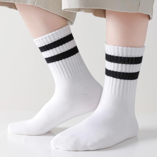 Mini angel Kids Socks Boys Girls Crew Socks Seamless Cotton Ankle Athletic Socks with Retro Stripes 3/5 Pairs3