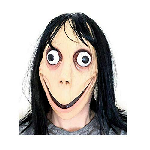 jokeshop Latex Momo Mask With Long Hair Adult Halloween Scary Games Fancy Dress Costume