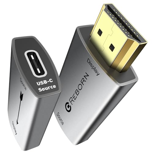 Reborn USB C Female to HDMI Male Adapter | 4K Uni-Directional USB Type C Source to HDMI 2.0 Display Converter Thunderbolt 3/4 to HDMI for MacBook Pro/Air Galaxy S9 to S23 Surface - 1Pack