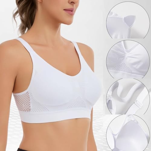 MESSIYO Push Up Sports Bra for Women Breathable Anti-Sagging White - image 5