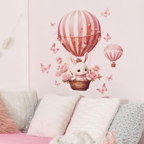 Vinilos Decorativos Rosa Conejo y Globo Aerostático para Pared miniatura 6