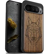 Carveit Custodia per Google Pixel 9 Pro XL Cover Legno avec magnetico [Legno e Telaio in TPU] Case Antiurto Compatibile MagSafe con Pixel 9 Pro XL Custodia (Legno nero-Pergamena del mistero