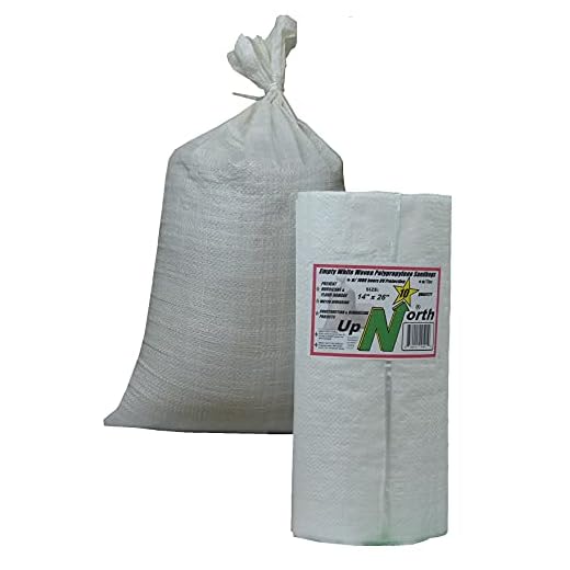 UpNorth Sand Bags - Empty White Woven Polypropylene Sandbags w/Ties, w/UV Protection; size: 14" x 26", Qty of 10