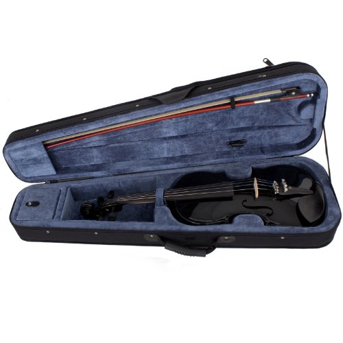 Image of Cecilio 4 /4 CVNAE-Black+SR Ebony Fitted Acoustic /Electric Violin in Metallic Black