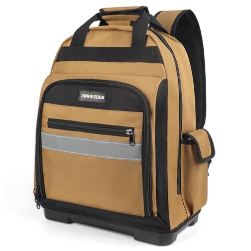 Tool Backpack,Heavy Duty Tool Backpack Bag with Waterproof Molded Base,Durable Multi-Use Pocket Electrician & Industrial & Construction Work Backpack