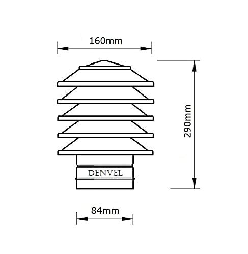 Kaminhaube Denvel Lamellenaufsatz aus Edelstahl 80 mm
