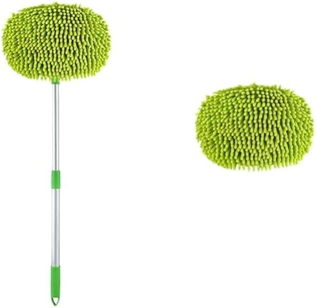 Three Section Telescopic Car Washing Mop Compatible with Automotive Vehicles Soft Super Absorbent Window Wash Tool(Combination B)