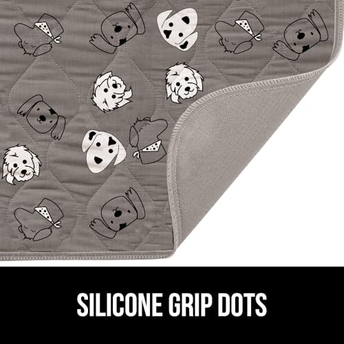Image of GORILLA GRIP Washable Puppy Pads, 46x28, Slip Resistant Dog Crate Mat, Waterproof Cloth Pee Pad for Training Puppies in Playpen, Reusable Pet Incontinence Blanket, Protects Sofa, Dog Faces