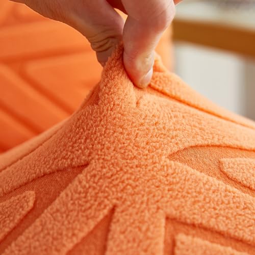 Housse canape d angle orange extensible 2 places en tissu doux lavable